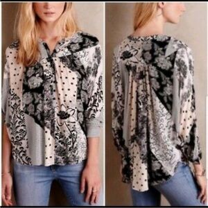 Anthropologie Maeve Linden mixed print dolman top blouse M